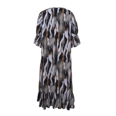 Studio - Gena mynstraður kjóll með pífu