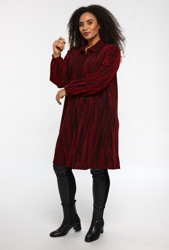 Studio - Emilie sparileg síð skyrta með glimmer áferð