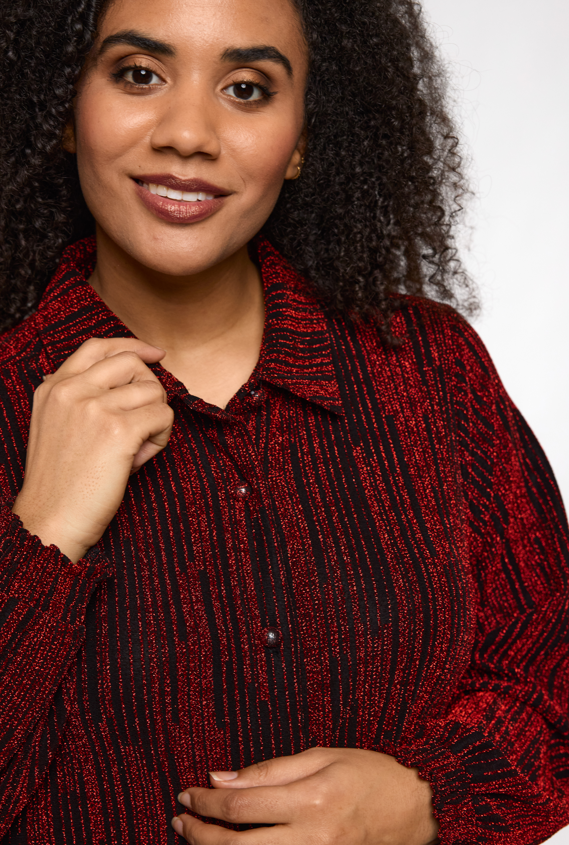 Studio - Emilie sparileg síð skyrta með glimmer áferð