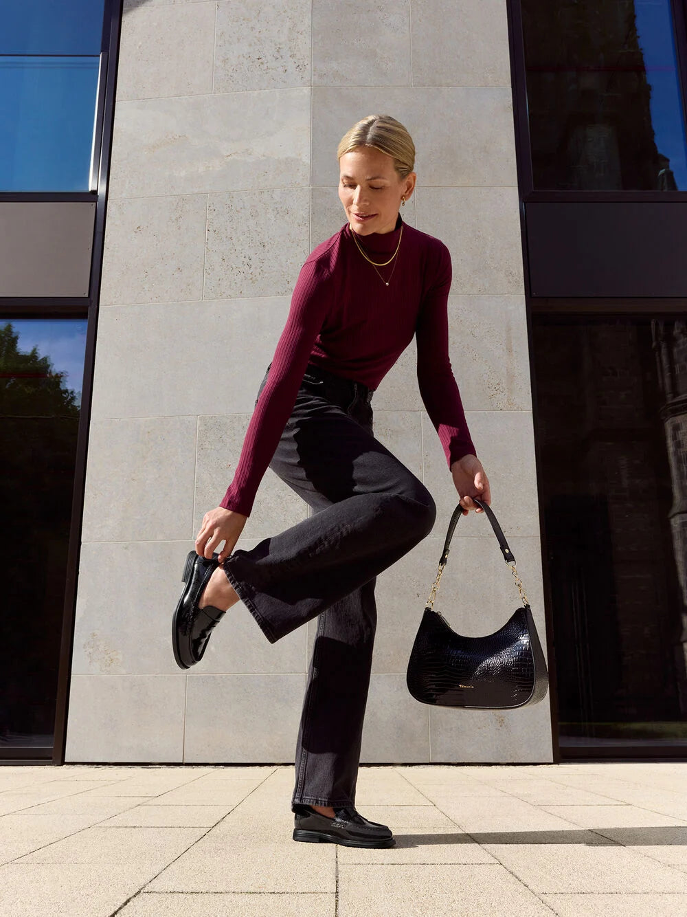 Tamaris - Lakk mokkasínur með hæl