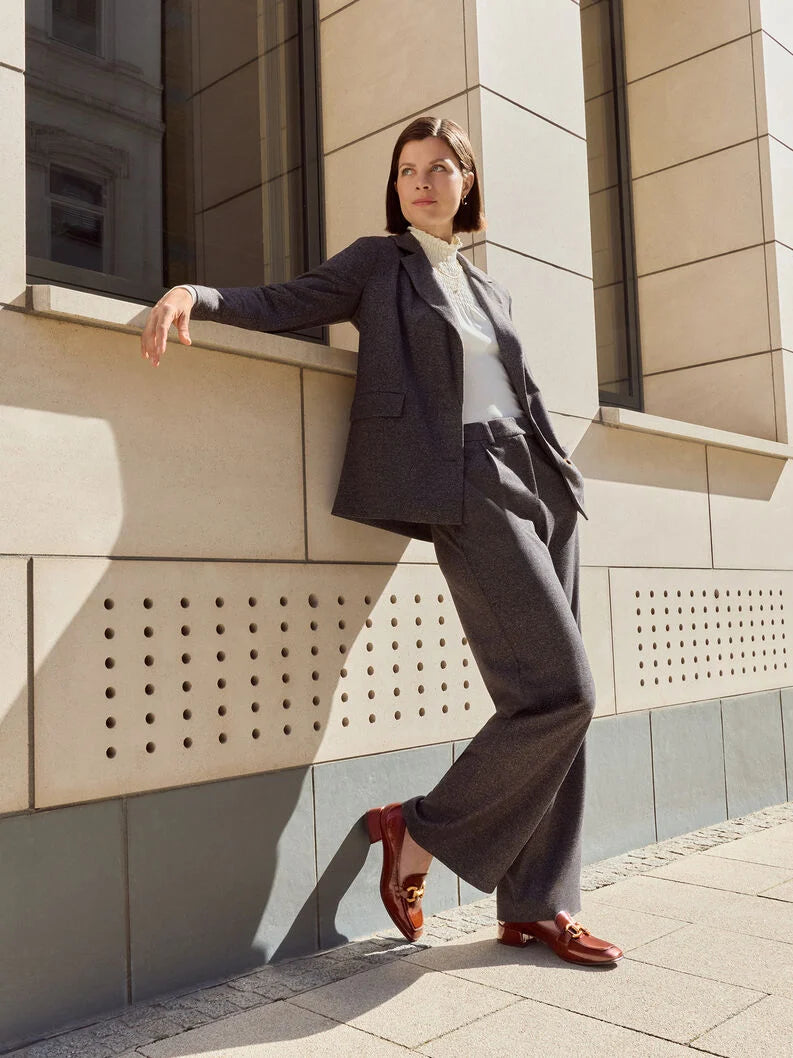 Tamaris - Leður mokkasínur með hæl og metal skrauti