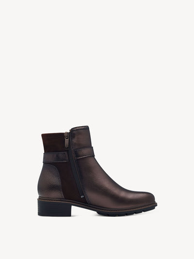 Tamaris - Leður ökklaskór með metallic áferð