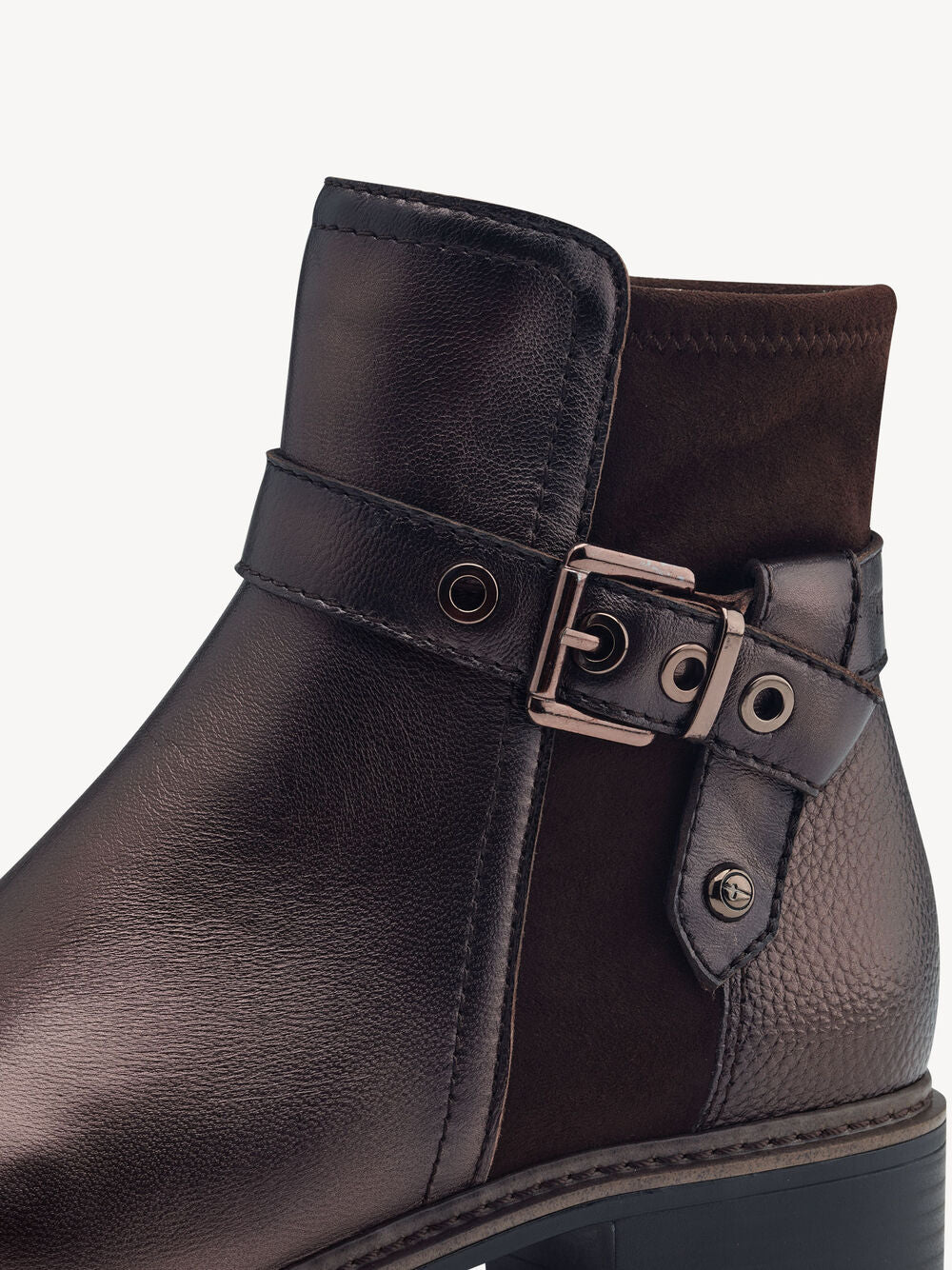 Tamaris - Leður ökklaskór með metallic áferð