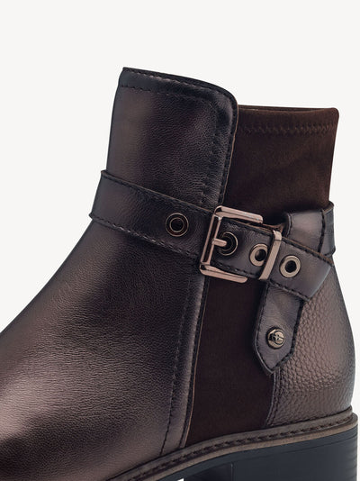 Tamaris - Leður ökklaskór með metallic áferð