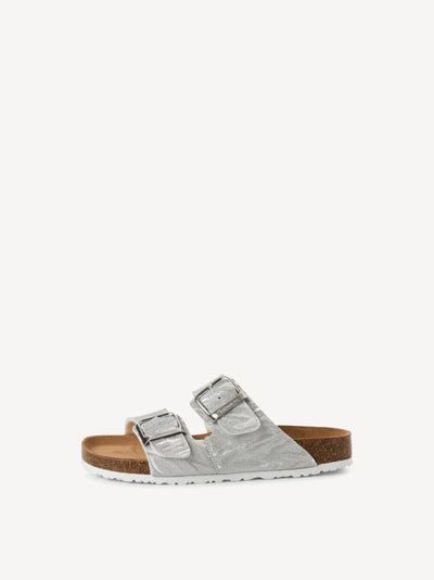 Tamaris - Leður inniskór/sandalar með glimmer áferð