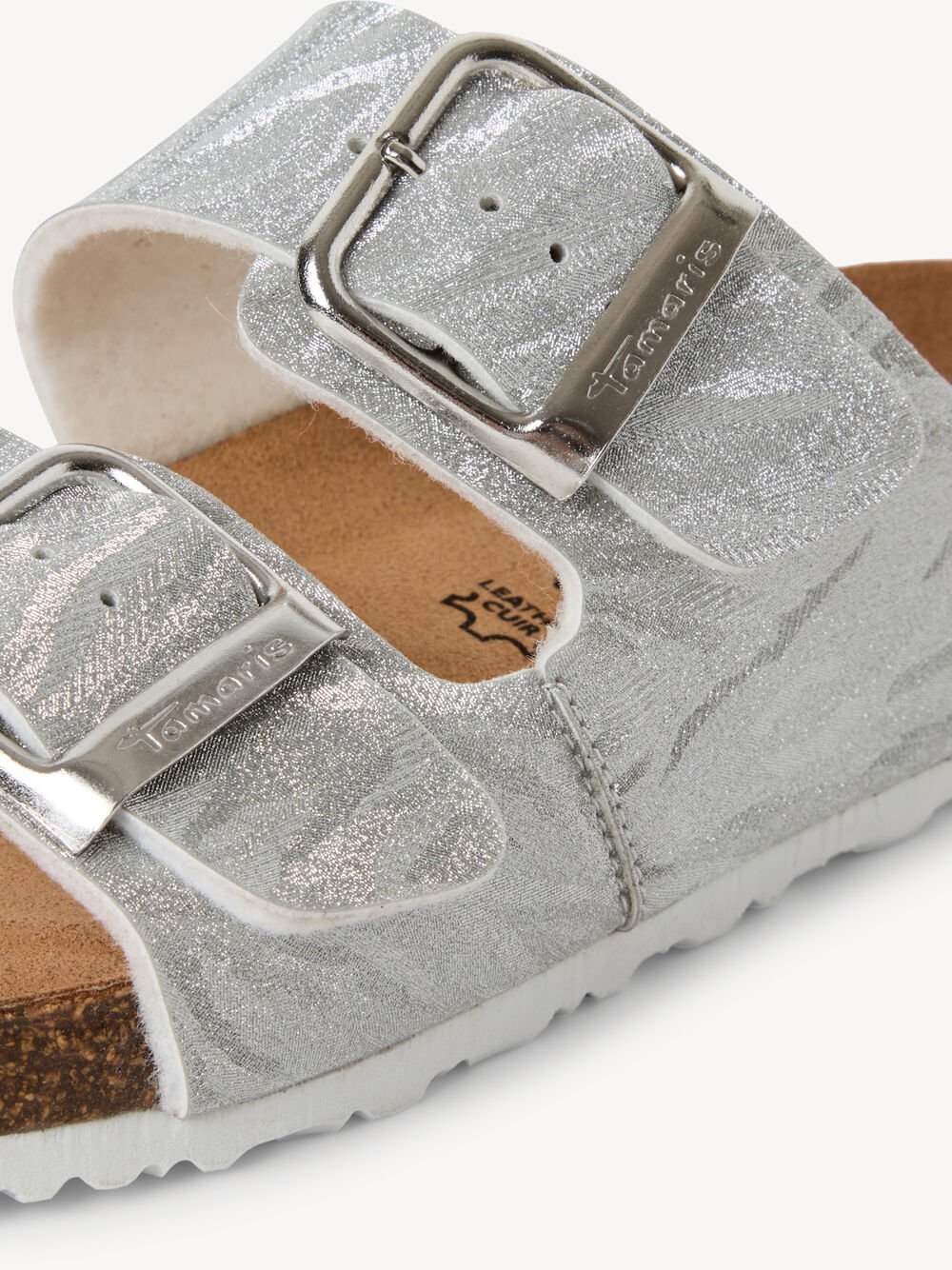 Tamaris - Leður inniskór/sandalar með glimmer áferð