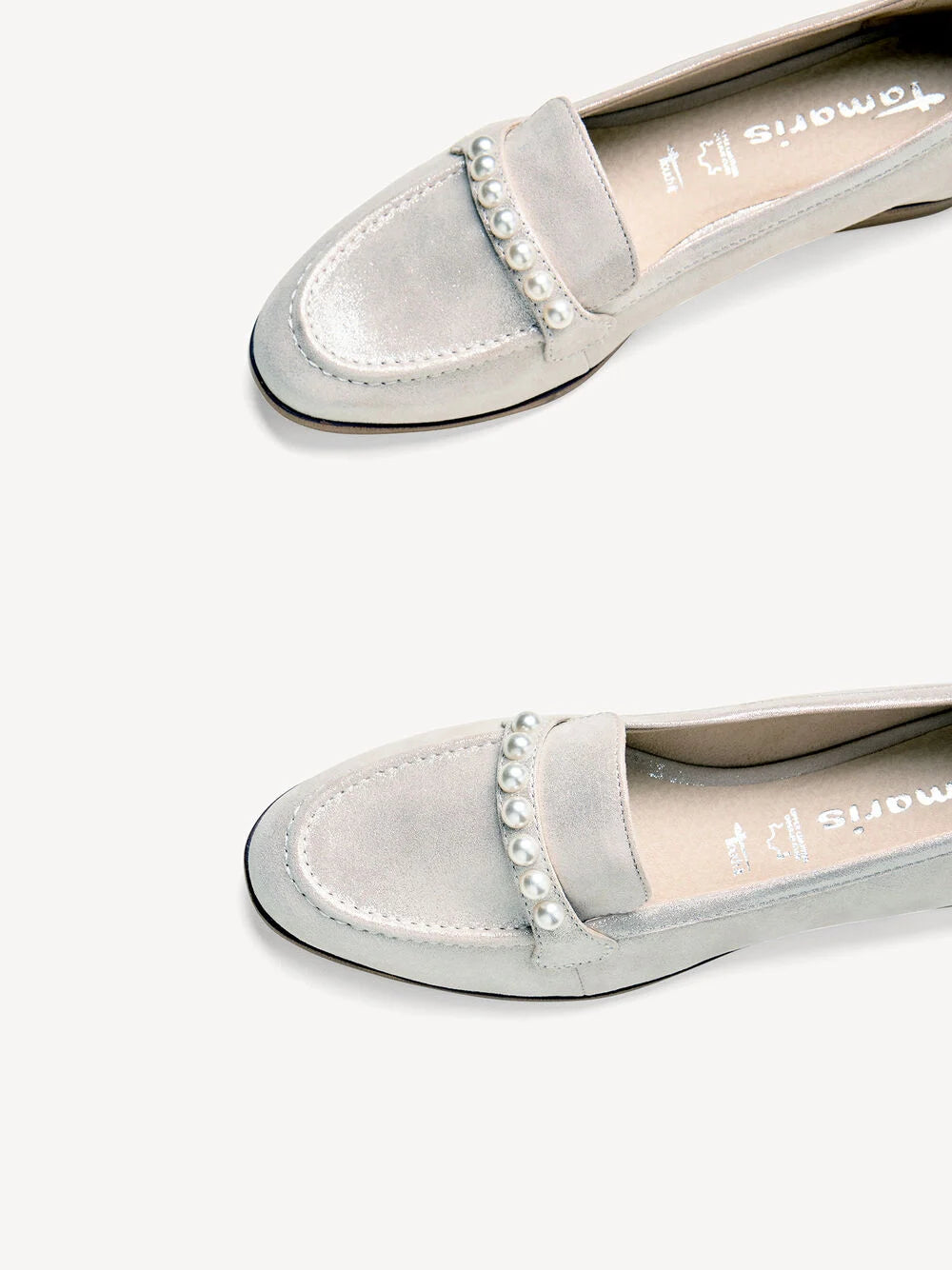 Tamaris - Leður mokkasínur með perlum