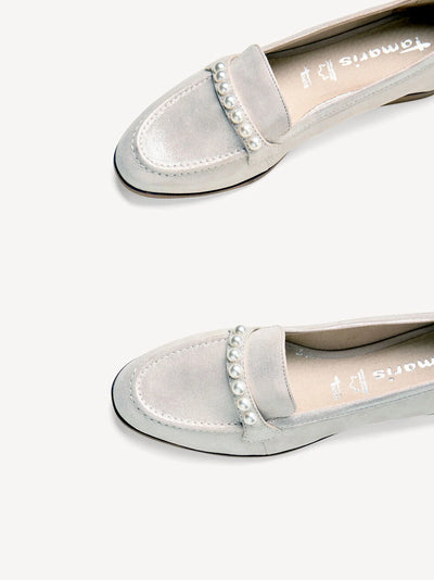 Tamaris - Leður mokkasínur með perlum