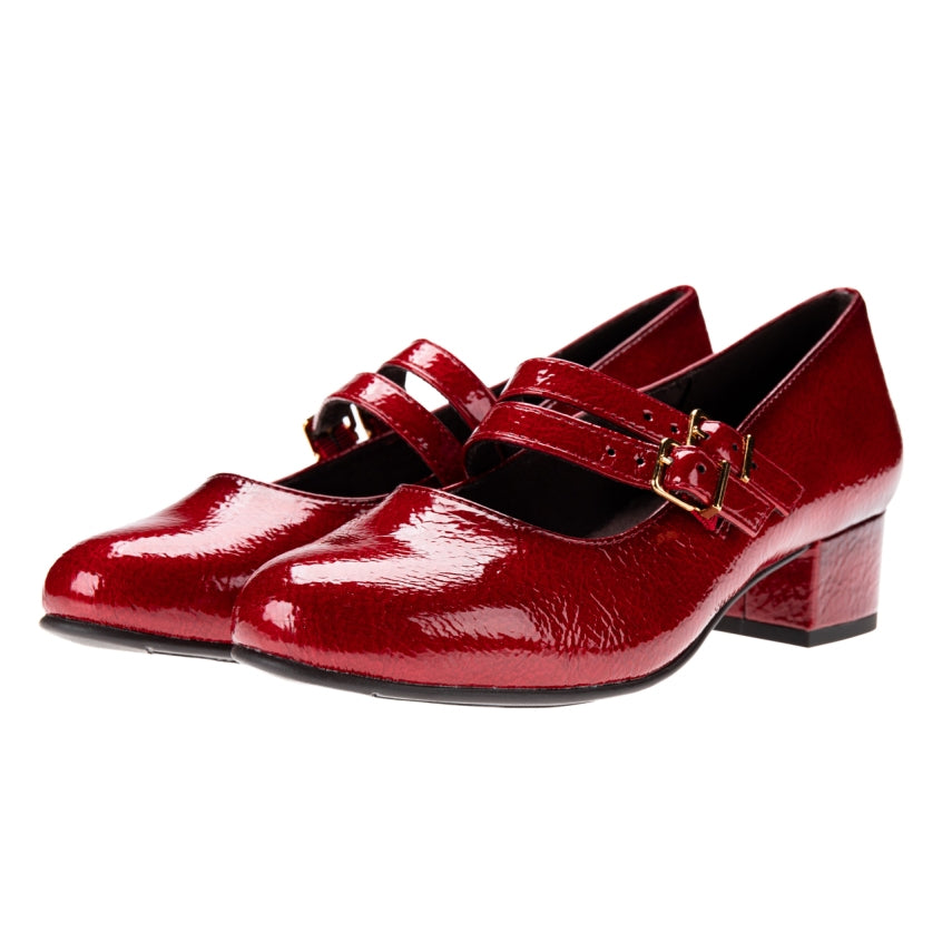 Jana - lakk hælaskór með stillanlegum böndum