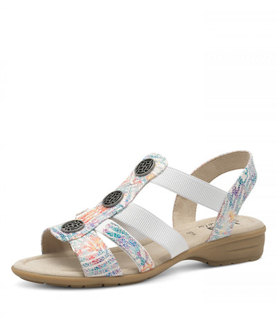 Jana - Sandalar með silfurhnöppum með mozaik mynstri