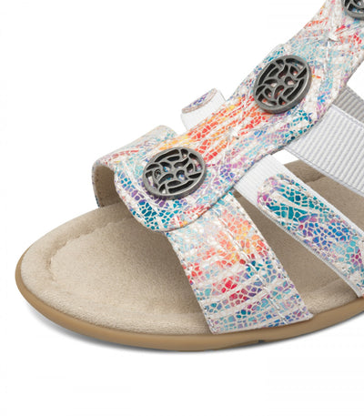 Jana - Sandalar með silfurhnöppum með mozaik mynstri