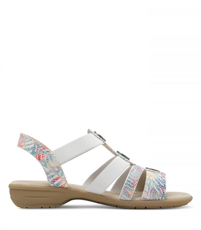 Jana - Sandalar með silfurhnöppum með mozaik mynstri